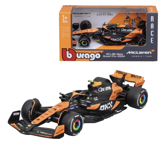 McLaren MCL38 Lando Norris #4 2024 - Realistic 1:43 Scale Model Car Driven by Lando Norris, Official McLaren License,