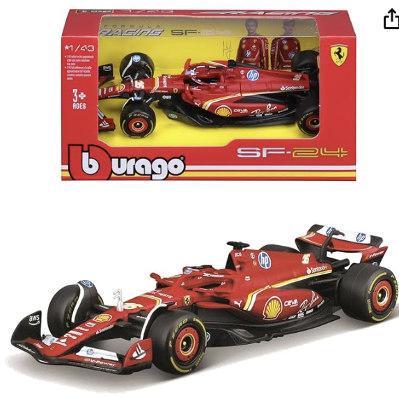 BURAGO Ferrari SF-24 Charles Leclerc 16 – 1:43 Scale Model (2024, Official).