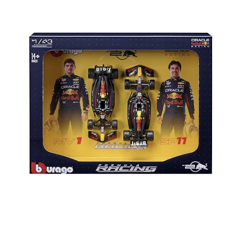 Burago 1/43 Scale 2024 Oracle Red Bull Formula F1 Racing Team RB20 Set of 2 Cars.