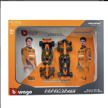 Burago 1/43 McLaren MCL38 Lando Norris #4-Oscar Piastri #81 Miami Grand Prix  2024