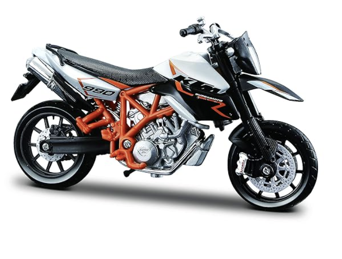 Burago Die Cast 1:18 Scale KTM 990 Supermoto R Motorcycle (Black), (28-51050)