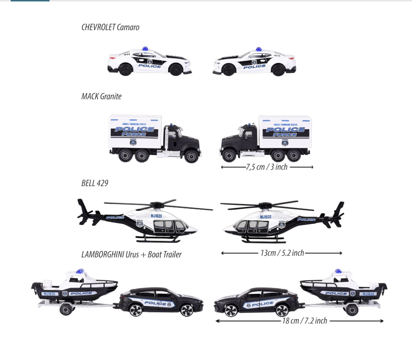 Majorette Police Force Gift Set Toy Vehicles, Die Cast Metal.