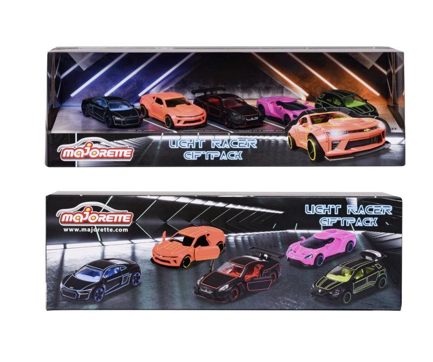 Majorette Light Racer Toy Car Set With Different Die Cast Metal Vehicles.