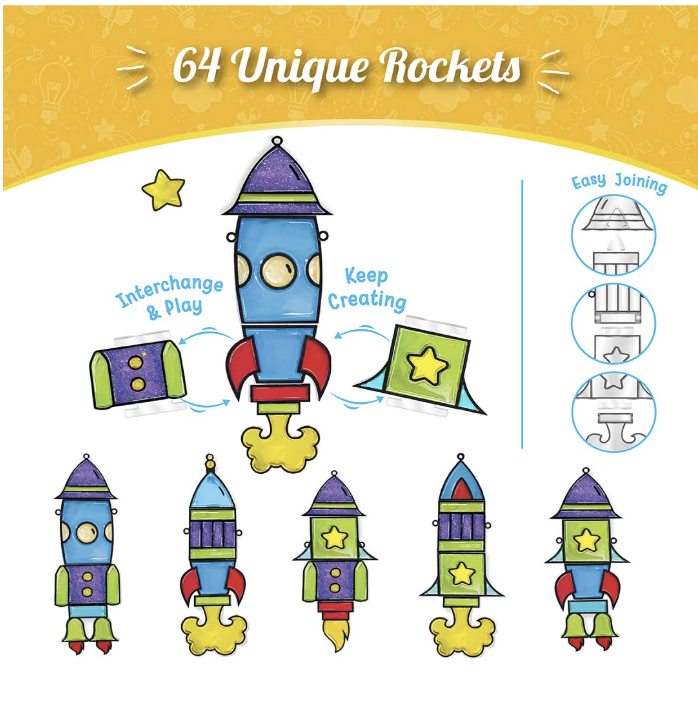 Imagimake Window Art - Rocket - 16 Pieces Glass Painting Set - Astronaut, Rover.