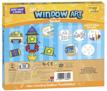 Imagimake Window Art - Rocket - 16 Pieces Glass Painting Set - Astronaut, Rover.