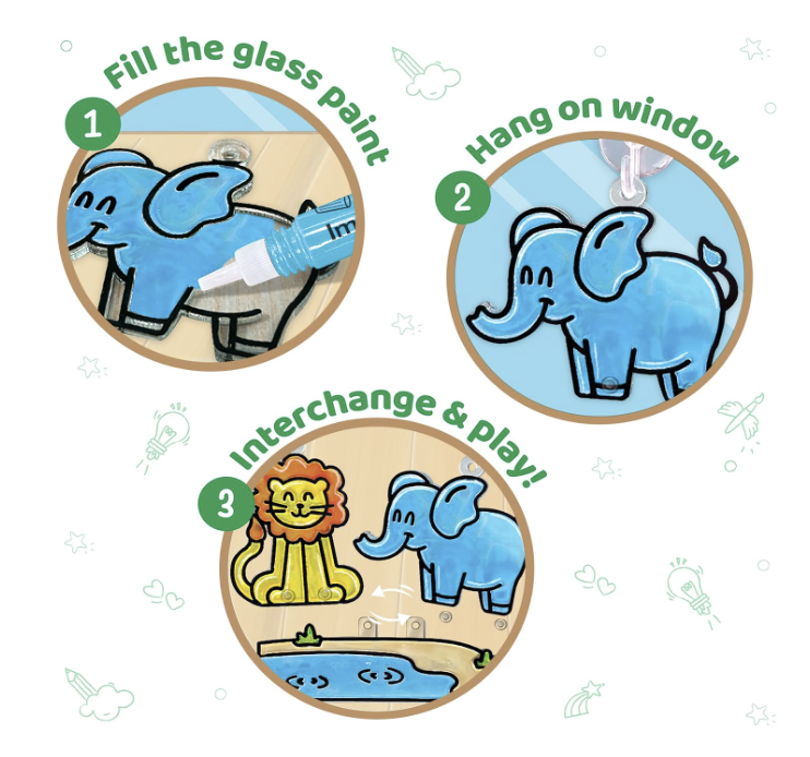 Imagimake Window Art Jungle|Glass Painting Kit.