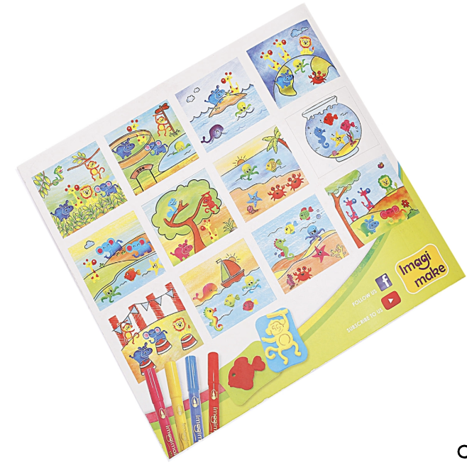 Imagimake Stamp Art Animal Kingdom for kids 3Y+, Multicolour