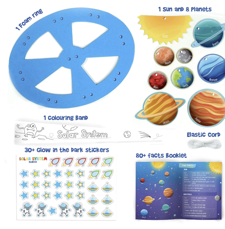 Imagimake Mapology Solar System Mobile - DIY Hanging Craft Kit - Learning Aid & Educational Toy - for Kids Age 5 and Above- Multicolor