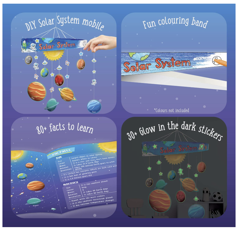 Imagimake Mapology Solar System Mobile - DIY Hanging Craft Kit - Learning Aid & Educational Toy - for Kids Age 5 and Above- Multicolor
