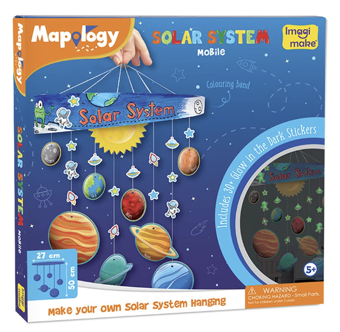 Imagimake Mapology Solar System Mobile - DIY Hanging Craft Kit - Learning Aid & Educational Toy - for Kids Age 5 and Above- Multicolor