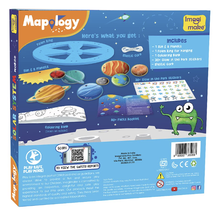 Imagimake Mapology Solar System Mobile - DIY Hanging Craft Kit - Learning Aid & Educational Toy - for Kids Age 5 and Above- Multicolor
