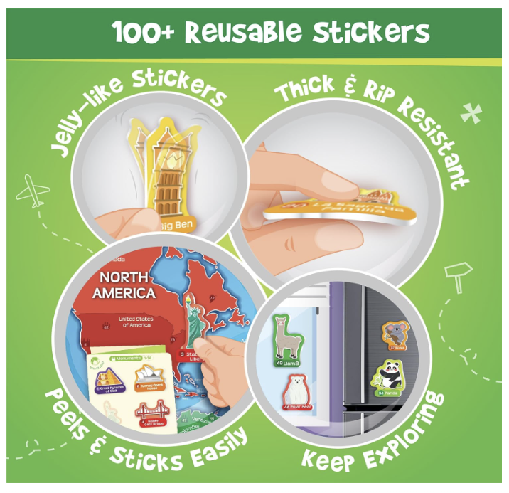 Imagimake Mapology World Map with Reusable Stickers.