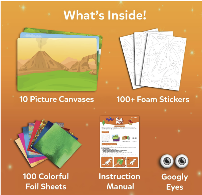skillmatics peel and press Foil fun Dinosaur foil art kit, Kids foil sticker activity.