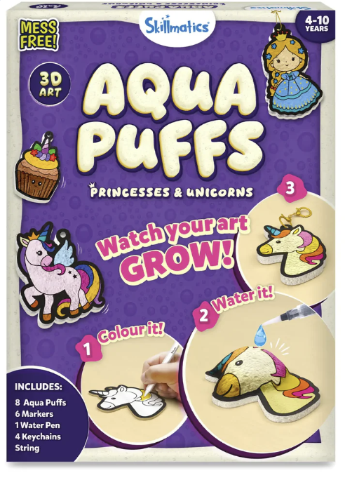 SKILLMATICS Aqua Puffs: Princesses & Unicorns | 3D Art Kit (ages 4-10)