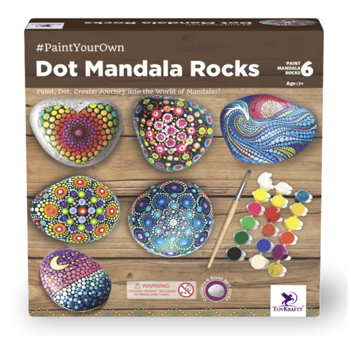 TOYKRAFTT Dot Mandala Rock Painting Kit for Kids 8-12, White River Rocks.