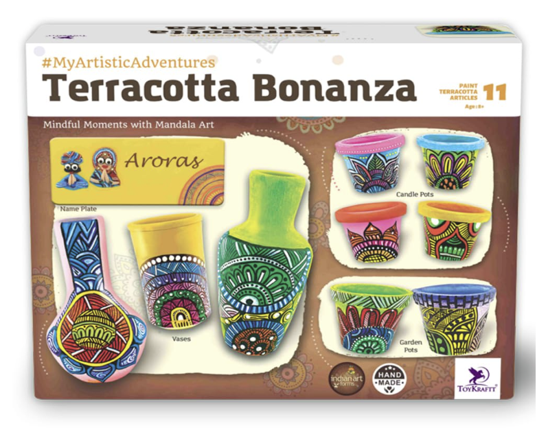 TOYKRAFTT Terracotta Bonanza, Pot Painting Kit, Mandala Art Kit for Kids.