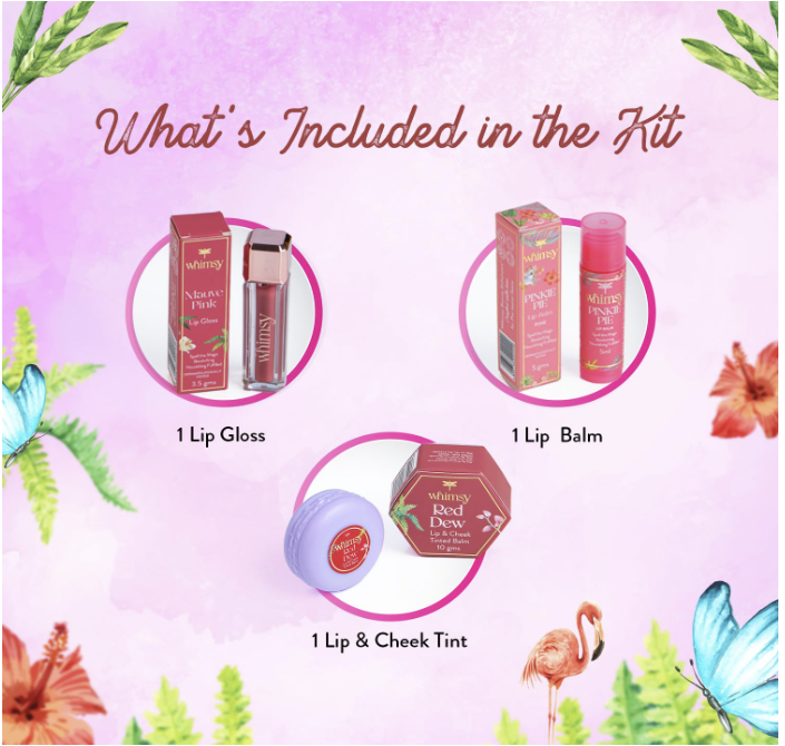 Whimsy Beauty Organic Beauty Kit for Girls - 3 Pcs Non‑Toxic Makeup Set