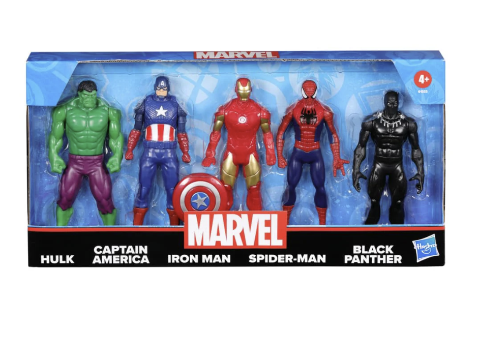 Marvel 6-Inch Hulk, Captain America, Iron Man, Spider-Man, & Black Panther Action Figure.
