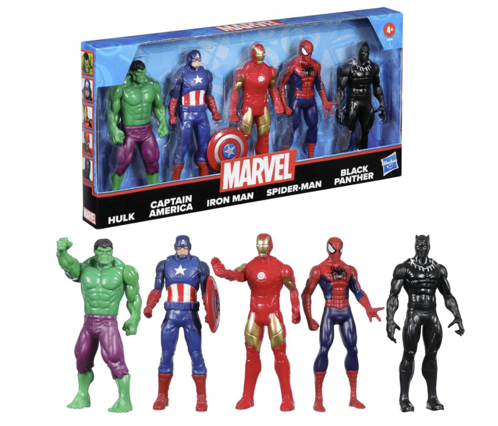 Marvel 6-Inch Hulk, Captain America, Iron Man, Spider-Man, & Black Panther Action Figure.