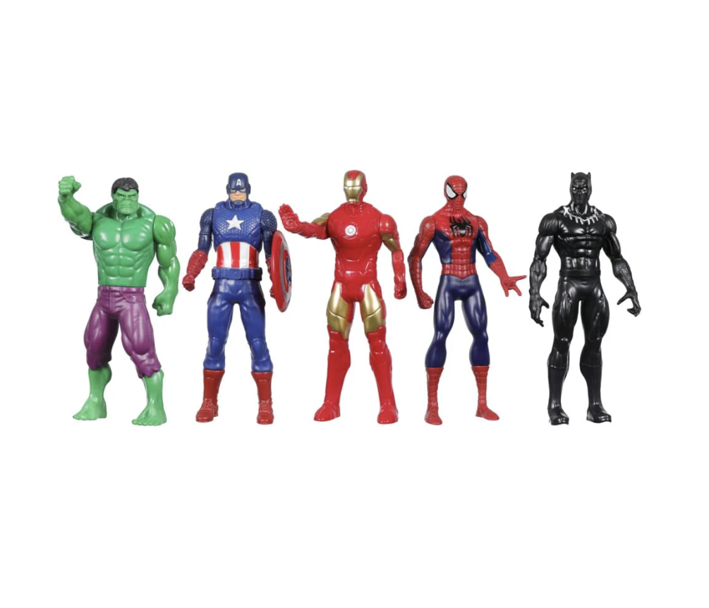 Marvel 6-Inch Hulk, Captain America, Iron Man, Spider-Man, & Black Panther Action Figure.