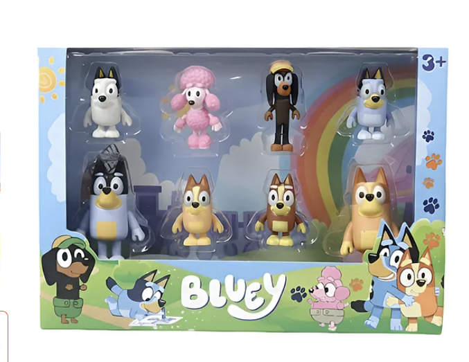 NEGOCIO Bluey and damily friends Figurines set bluey 8 pcs.