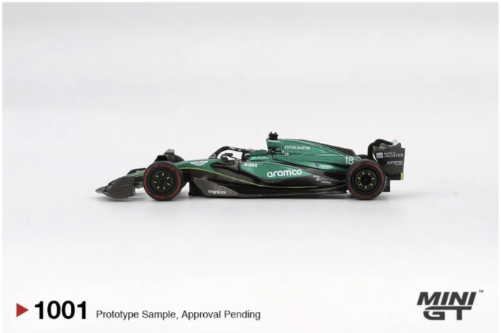 Mini GT 1001: Aston Martin AMR24 18 Lance Stroll 2024 F1 2024 Bahrain GP.