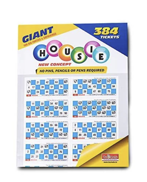 TOYMATE Olympia games And Toys Housie Giant 384 Foldable Tickets (No Pins or Pencils Required) for for 6+ Age Kids and Adults
