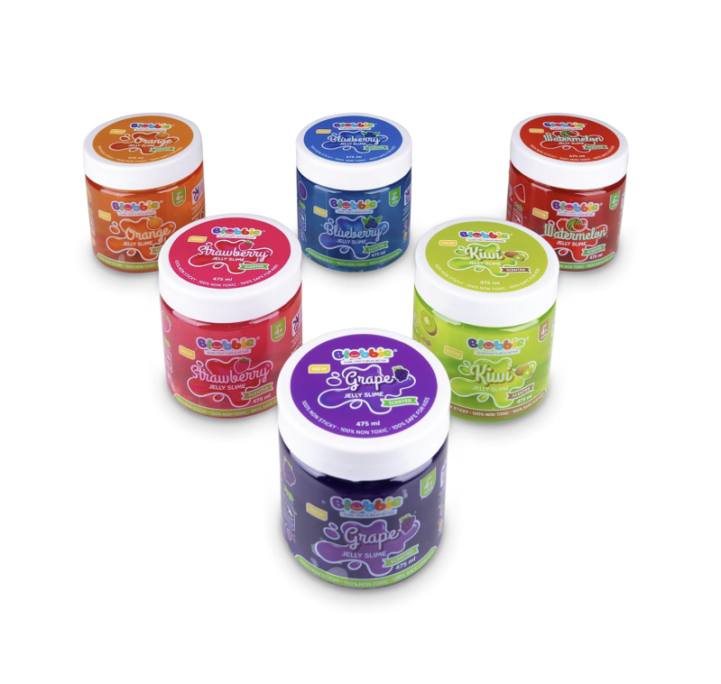 Blobbie Blueberry Citrus Slime 475ml Jar Non-Sticky, Non-Toxic, Safe for Kids (Age 4+) Unisex, Blue, Children