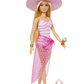 Blonde Barbie Doll with Swimsuit Beach-Themed Accessories.