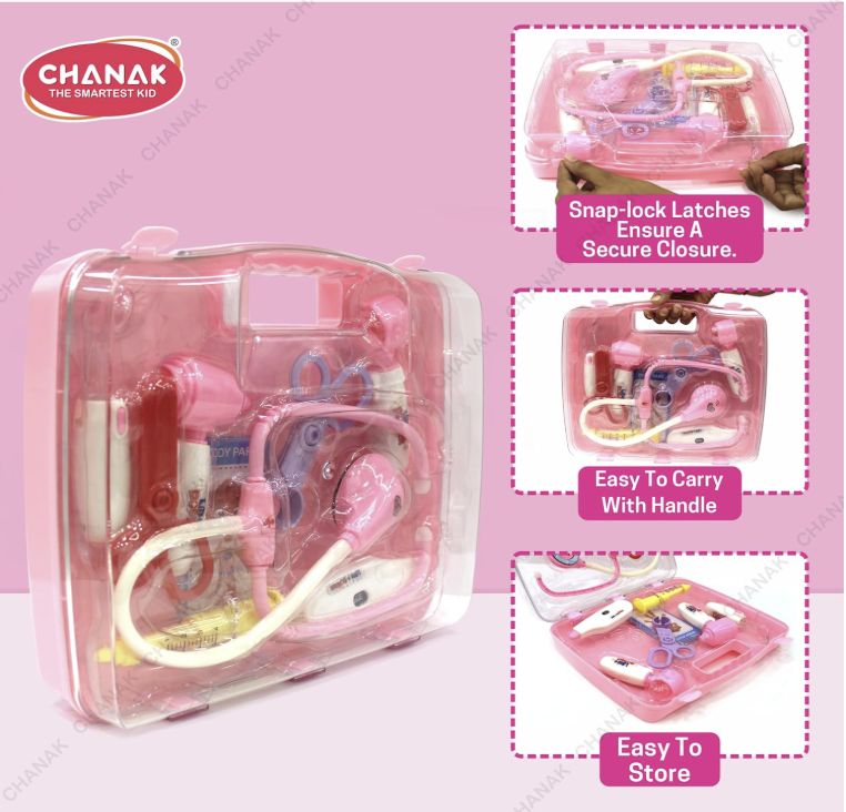 Chanak Premium Doctor Briefcase (Transparent Pink)