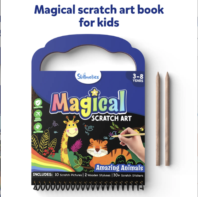 Travel Friendly Magical Scratch Art Book: Amazing Animals (Ages 3–8)