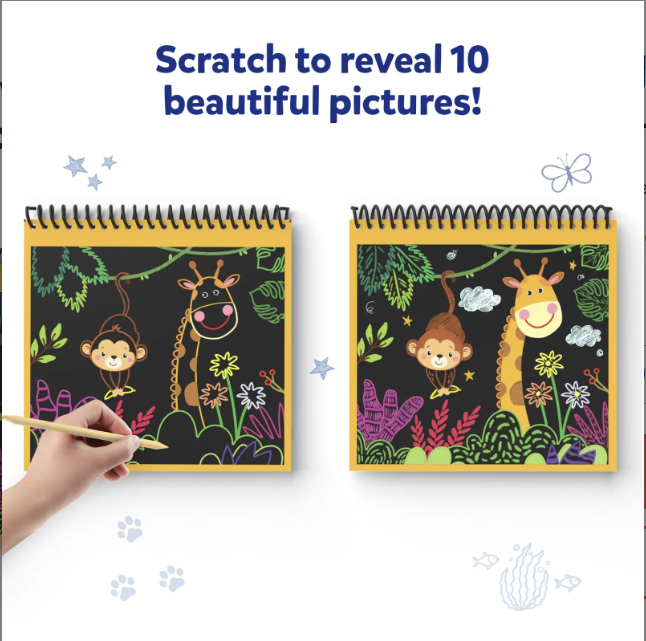 Travel Friendly Magical Scratch Art Book: Amazing Animals (Ages 3–8)