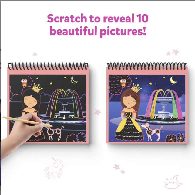 Travel Friendly Magical Scratch Art Book: Unicorns & Princesses (ages 3-8)