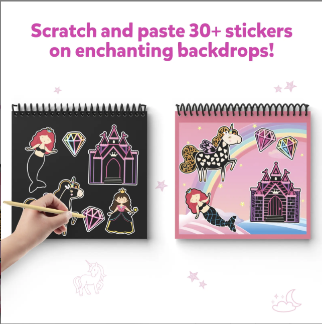Travel Friendly Magical Scratch Art Book: Unicorns & Princesses (ages 3-8)