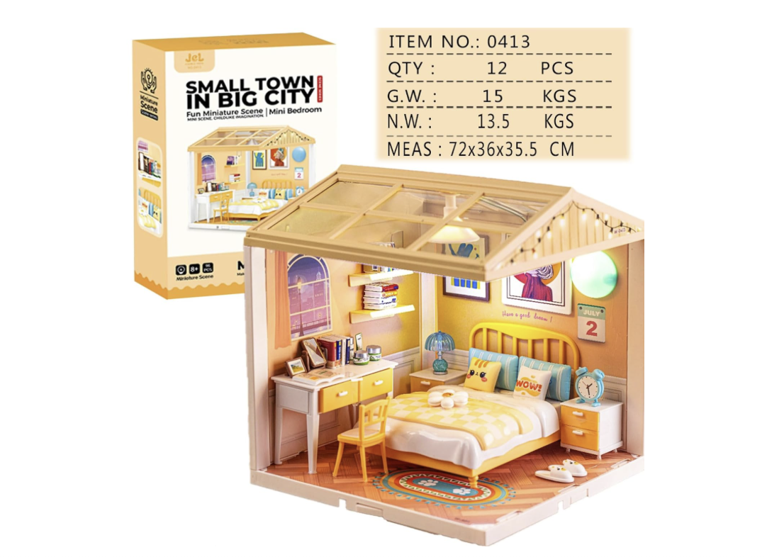 Miniature Bedroom Playset – Small Town in Big City (Mini Bedroom)