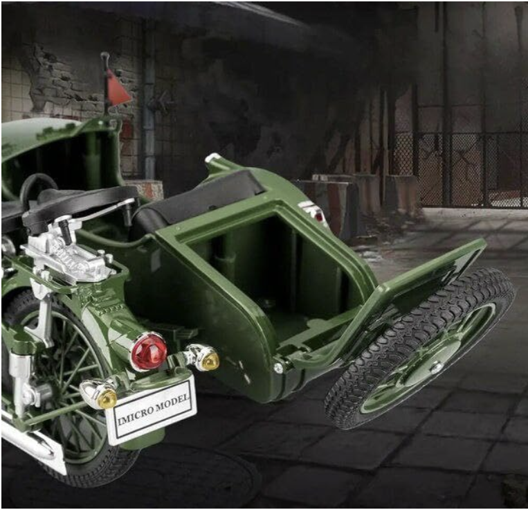 Vintage Military Sidecar Motorcycle (1:10 Scale)