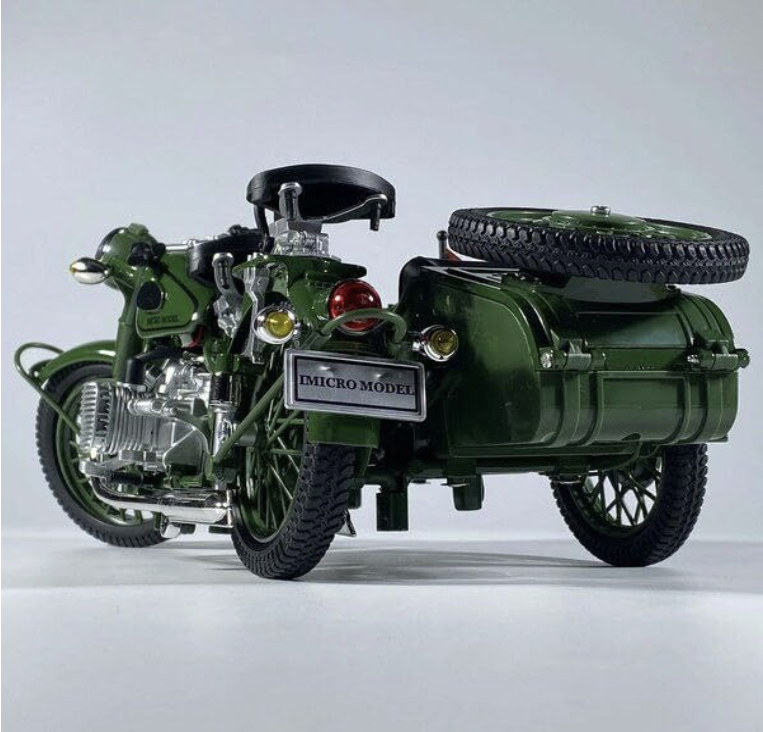 Vintage Military Sidecar Motorcycle (1:10 Scale)