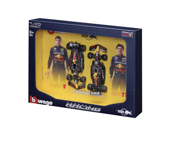 Burago 1/43 Scale 2024 Oracle Red Bull Formula F1 Racing Team RB20 Set of 2 Cars.