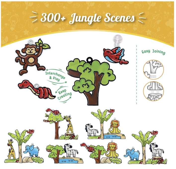 Imagimake Window Art Jungle|Glass Painting Kit.