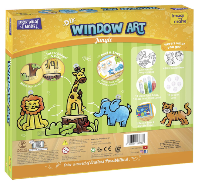 Imagimake Window Art Jungle|Glass Painting Kit.
