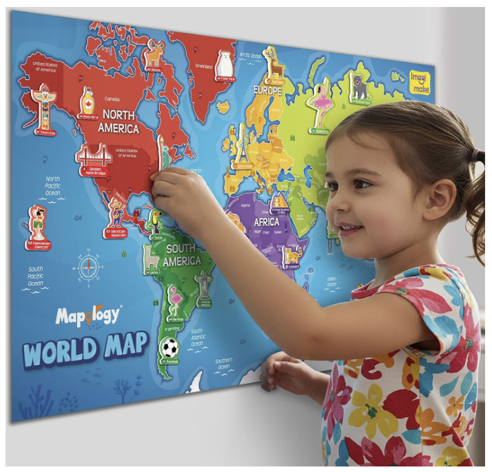 Imagimake Mapology World Map with Reusable Stickers.