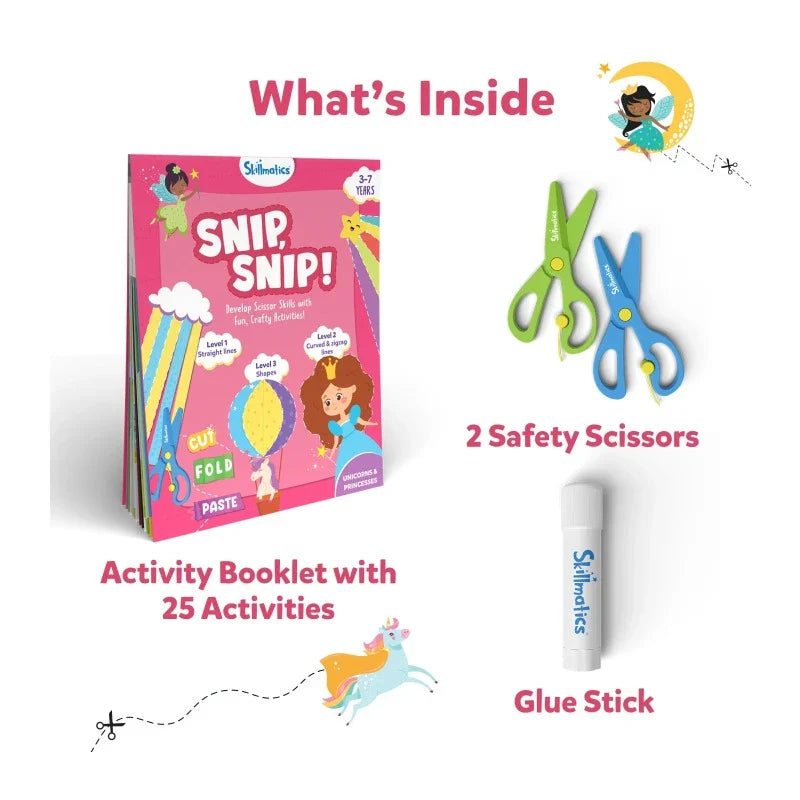 SKILLMATICS Snip SniP Unicorns & Princesses Art & Craft Activity Kit (ages 3-7)