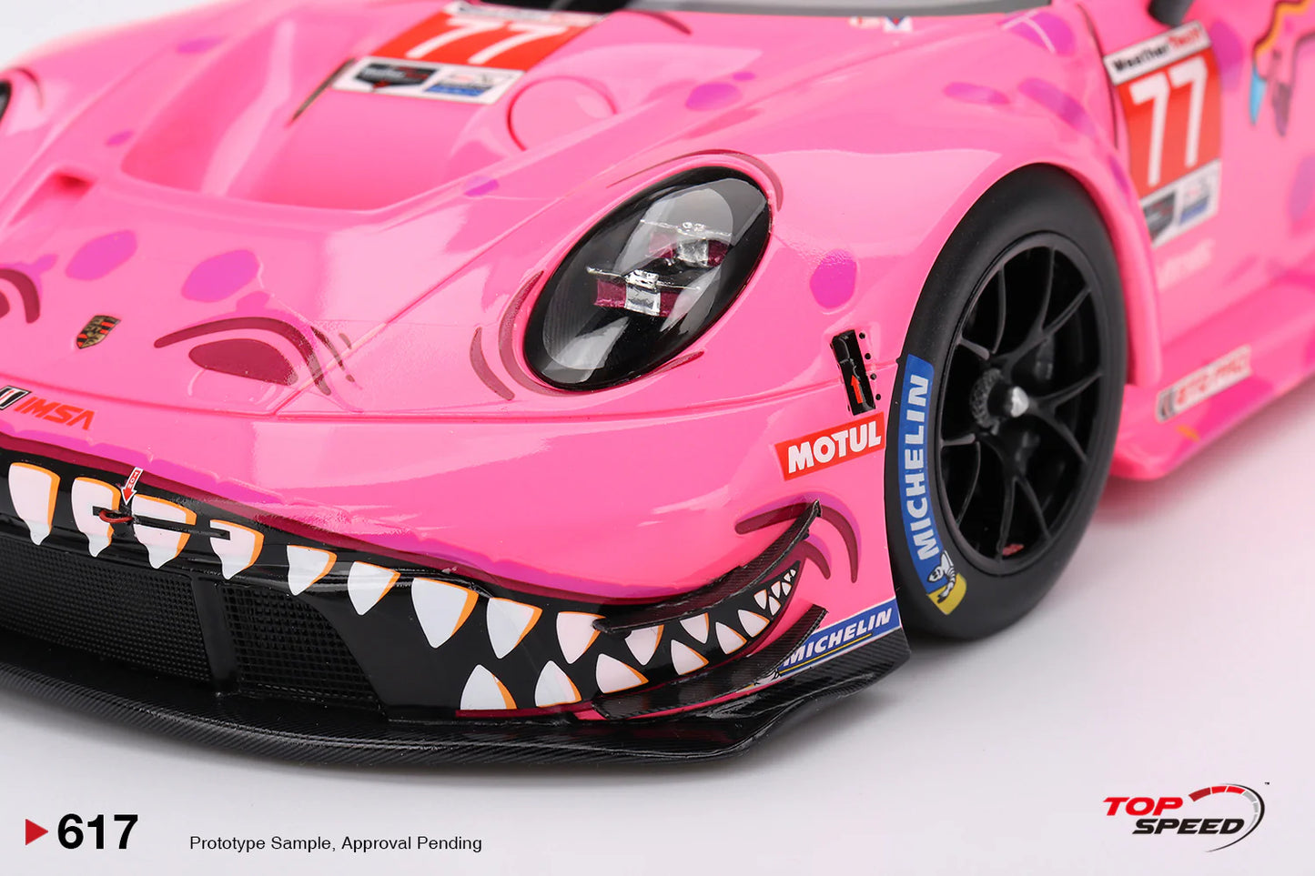 TOP SPEED 0617 1:18 SCALE PORSCHE 911 GT3 R #77 AO RACING 2024 IMSA ROAD AMERICA.