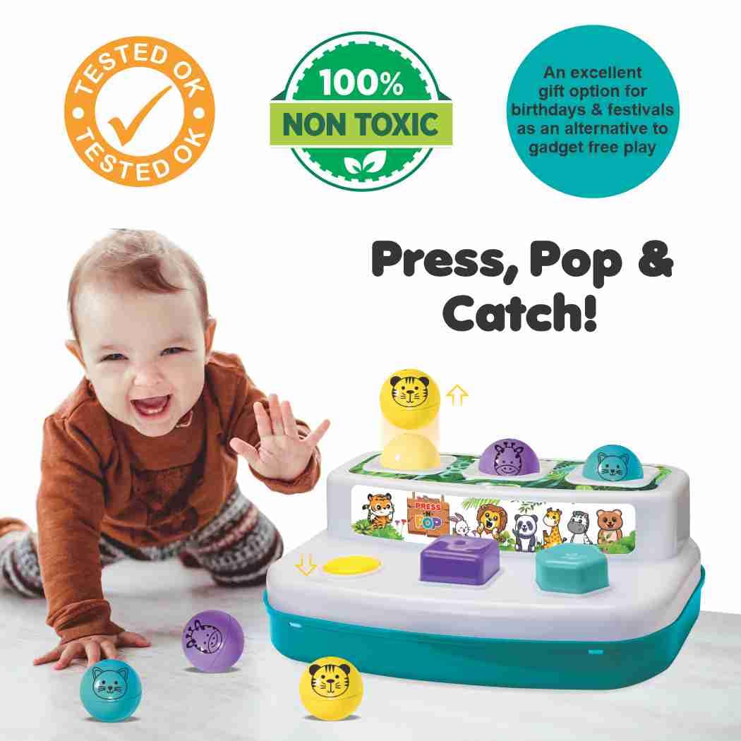 ToyMate Press N Pop Jungle Magic In Every Press 2 in 1 For Kids | 12-36 Months.