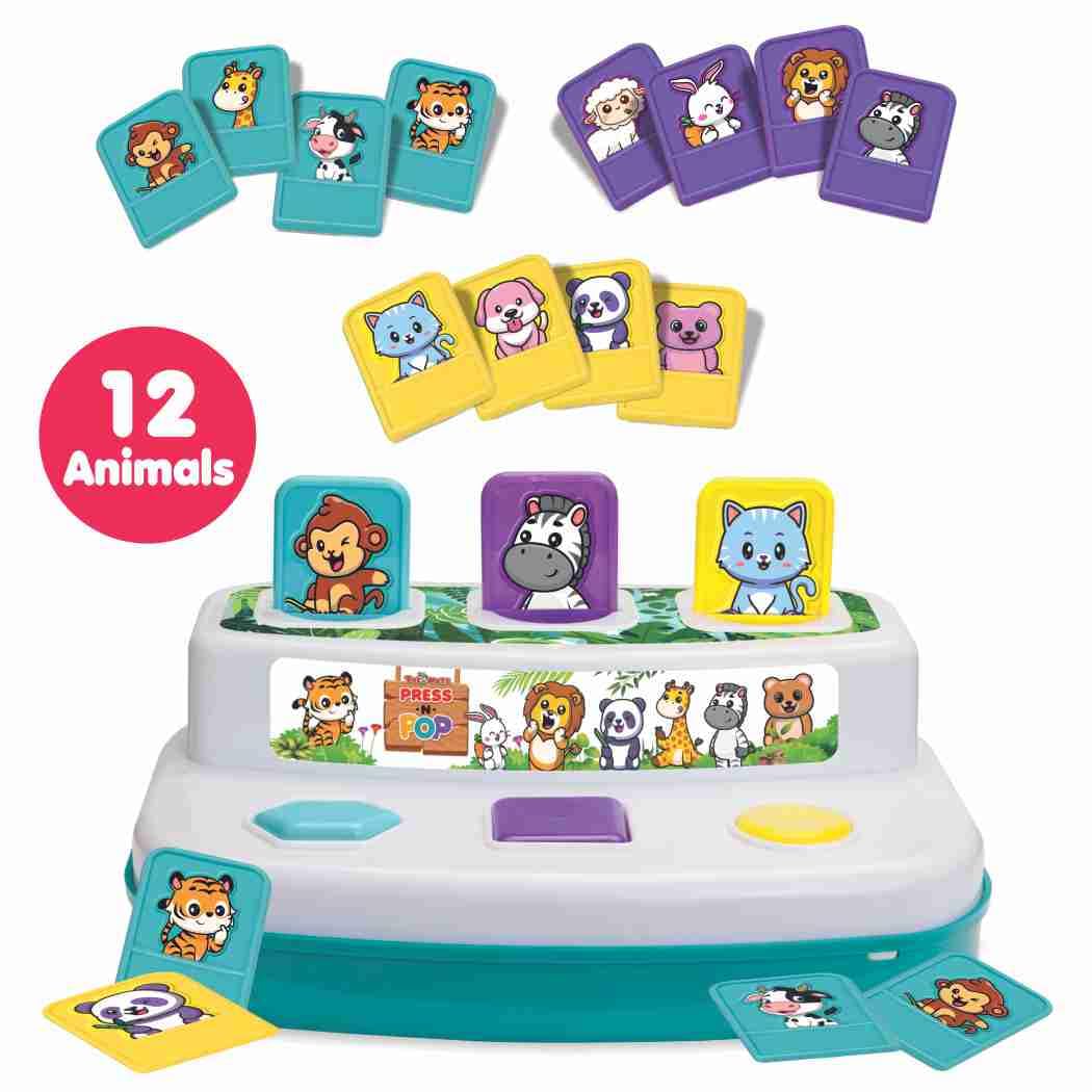 ToyMate Press N Pop Jungle Magic In Every Press 2 in 1 For Kids | 12-36 Months.