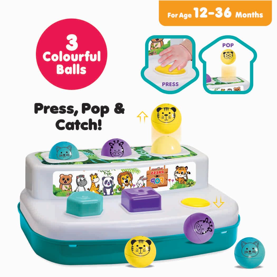 ToyMate Press N Pop Jungle Magic In Every Press 2 in 1 For Kids | 12-36 Months.