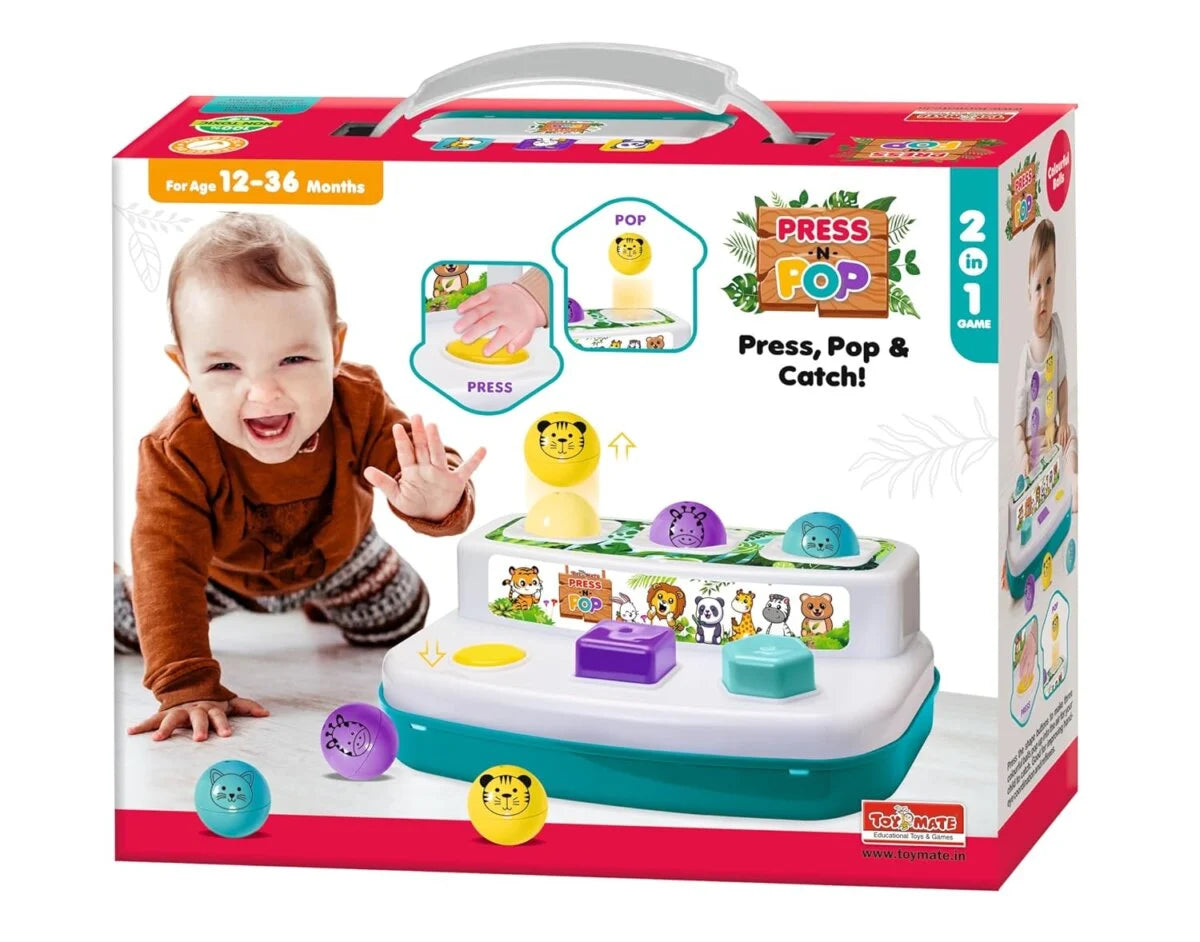 ToyMate Press N Pop Jungle Magic In Every Press 2 in 1 For Kids | 12-36 Months.
