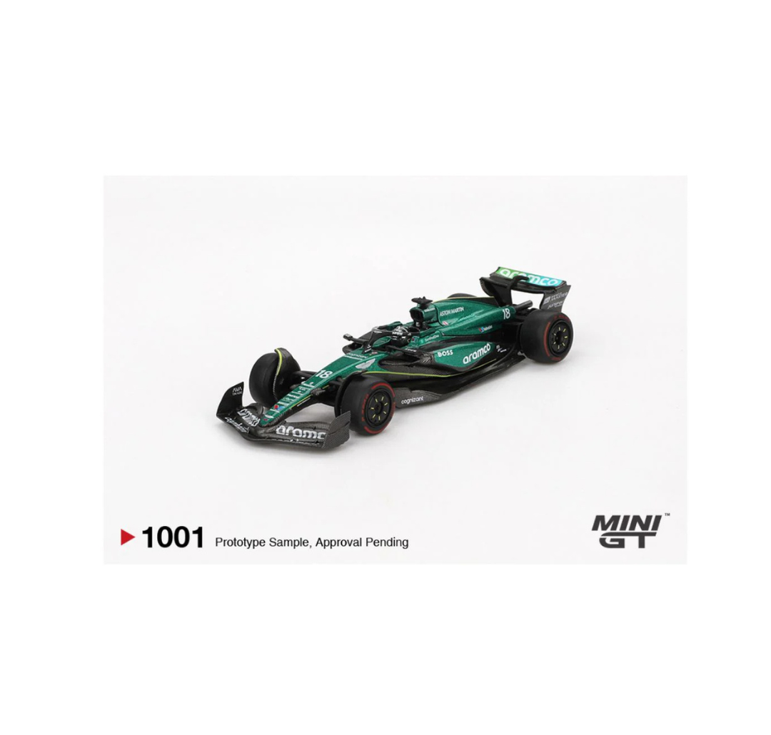 Mini GT 1001: Aston Martin AMR24 18 Lance Stroll 2024 F1 2024 Bahrain GP.