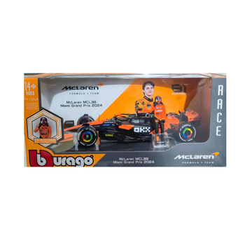 Burago 1:24 2024 Formula 1 Oscar Piastri McLaren MCL38 #81 Miami GP Car Model