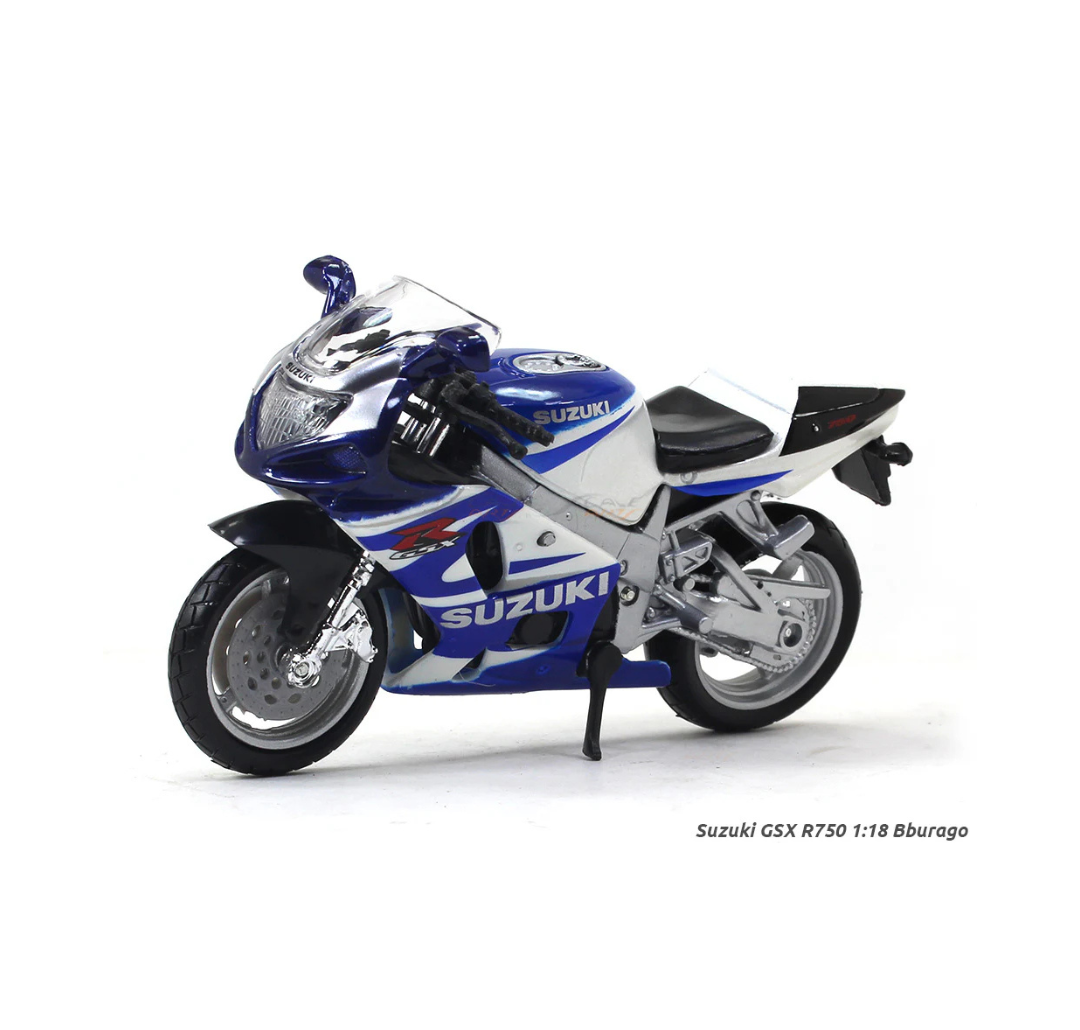 Burago Suzuki GSX-R750 (White Blue) – 1:18.